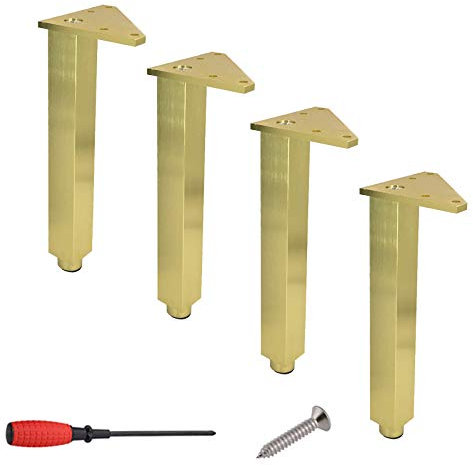 IBOWZ Pieds de Meubles 4 Pieds de Meubles carrés,Pieds de Table réglables,Pieds de canapé épais,colonnes de Support intégrées,Panneaux de Montage triangulaires,avec vis,Pieds de Rechange pour comp
