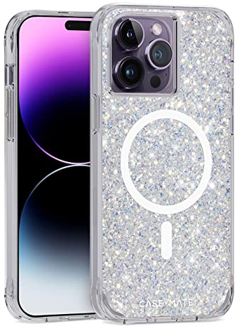 Case-Mate Twinkle MagSafe Custodia protettiva compatibile con Apple iPhone 14 Pro Max glitter [protezione dalle cadute da 3 m Materiale riciclato Anello integrato iridescente] - Stardust
