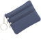 Klein Münzbörse, Leder Geldbörse Kreditkartenbörse mit DREI Fächern, Reißverschluss, Schlüsselanhänger, Klein Geldbeutel Business Card Mini Wallet für Damen(Hellblau)