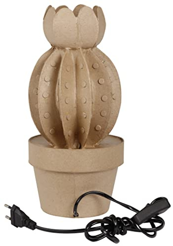 Décopatch HD076C - Lampe aus Pappmaché mit Kabel, 30,5cm, Kartonbraun, einfach zum Verzieren, 1 Stück, Kaktus
