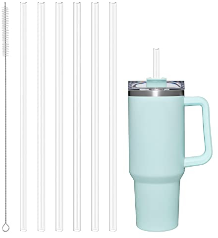 AUAUY 6pz Cannucce in Riutilizzabile Plastica, Cannucce Riutilizzabili Senza BPA, 1 * 30.5cm, con 1 Spazzola per la Pulizia, per Cocktail, Latte, Frullato, Caffè Freddo, tè a Bolle