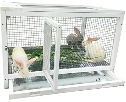 WAHHWF hasenstall kaninchenstall Innenbereich Klein Kaninchenstall mit ausziehbarem Tablett - Wasserdicht Holz Kaninchenkäfig Kaninchenstall mit Maschendrahtboden, Haustier-Tierhaus für 2-3 Kaninchen