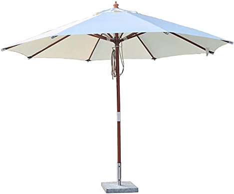 Sonnenschirm aus Holz, 250 cm Sonnenschirm 4,8 cm Massivholz Mittelsäule Sonnenschutz wasserdicht, Garten Sonnenschirm für Strand Pool Terrasse good