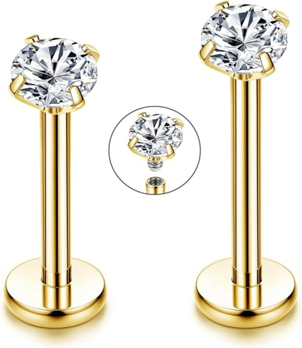 Chriscoco 16G G23 Titan Lippenpiercing Labret Piercing CZ Opal Tragus Piercing Ohr Helix Monroe Medusa Piercing Lippe für Frauen Männer 6mm 8mm