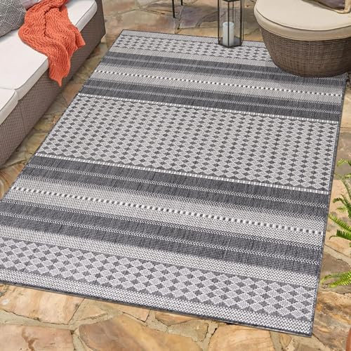 Carpetsale24 In & Outdoor Teppich Wetterfest Skandinavischer Design Beige 240 x 340 cm - Waschbarer Küchenteppich Wesserfest Flachgewebe Teppiche für Balkon Terrasse Küche Wohnzimmer