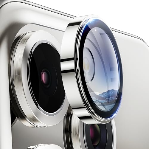 Hoerrye 4 Stück für iPhone 15 Pro/iPhone 15 Pro Max Kameraschutz, [Kratzfest, Stabil], Ultra-Klar 9H Härte Kameraschutz HD gehärtetes Metallglas Kamera Displayschutzfolie Filmzubehör White Titanium