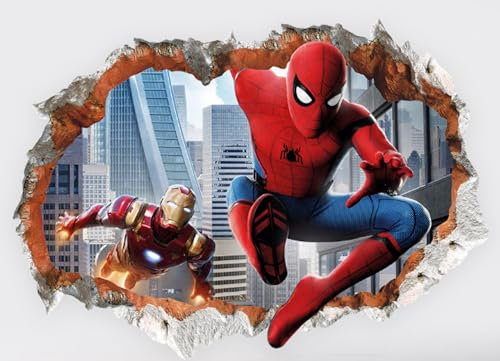 Cartoon, Anime, Zerbrochene Wand, Spider Man Aufkleber, Schlafzimmer, Wohnzimmer, Entfernbare Selbstklebende, Nicht Klebende Dekorative Wandaufkleber, 57,88cm