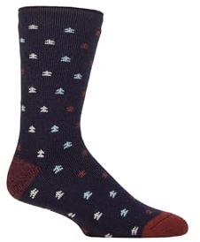 HEAT HOLDERS SOCKSHOP Mens 1.6 TOG Lite Striped, Patterned & Argyle Socks Pack of 1 (UK, Numeric, 4, 8, Regular, Regular, Marlsoll Trees Navy/Merlot)