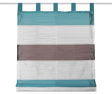 HOME WOHNIDEEN Raffrollo Schlaufen GABI 79583, Querstreifen, versch. Breiten, Scherli, Farbe:Petrol, Größe:140 x 100 cm, Anzahl:1x