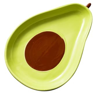 FELTECHELECTR Avocado Teller Frühstücksteller Keramikteller Dessert Serviertablett Suppenschüssel Keramiktablett Haushaltssalatteller Desserthalter Lebensmittelteller Snack
