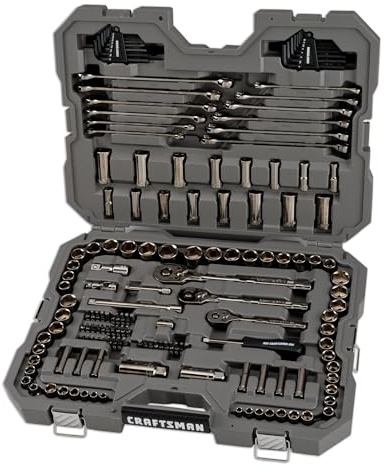 CRAFTSMAN OVERDRIVE 154-Piece Gunmetal Chrome Mechanics Tool Set, Standard SAE/Metric Socket Set, with Hard Case (CMMT99154L)