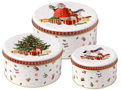Villeroy & Boch - Winter Collage Accessoires ensemble de boîtes à biscuits, multicolore, 19,7 x 9,4 cm, 3 pcs, boîte à biscuits
