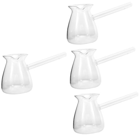 PRETYZOOM 4 Piezas Cafetera de cristal transparente. Taza de Jarra de leche de vidrio titular de cartón de leche gotero claro instantáneo tazas medidoras jarra de cristal pequeña