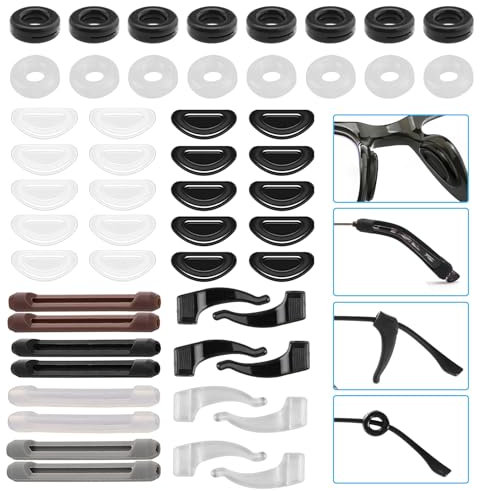 26 Paires de Retenues de Lunettes en Silicone,Anti Glisse Lunettes,Coussinet Lunettes Nez,Protege Branche Lunette,Embouts de Lunettes de Crochet de Lunettes,Plaquette Lunette pour Soleil Lunettes