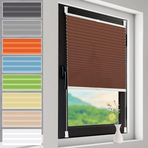 Tenda temporanea per finestre, 60 x 180 cm, montaggio facile, senza foratura, per camera da letto, cucina, bagno, colore marrone, include tutte le parti di montaggio