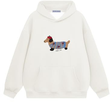 Aelfric Eden Hoodie Herren Oversize Kapuzenpullover Langarm Sweatshirt Y2K Hoody mit Kapuze Basic Kapuzen Pullover Vintage Hooded mit Muster Unisex Sport Oberteile Streetwear Weiß, L