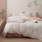 Parure de lit 3 pièces avec housse de couette 100 % coton délavé, housse de couette à rayures roses et grises avec housse de couette et 2 taies d'oreiller pour lit double, blanc