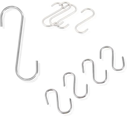 Parence.- Juego de 13 ganchos metálicos en S - 3 tamaños (10 cm, 6 cm, 3,5 cm) - Multiusos para cocina, baño, jardín y almacenaje