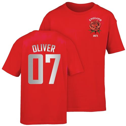 Personalised England Rugby T-Shirt – England Football Shirt, England Rugby Shirt 2025 for Adults, Classic Football Shirts & England Rugby Tops - Red Large