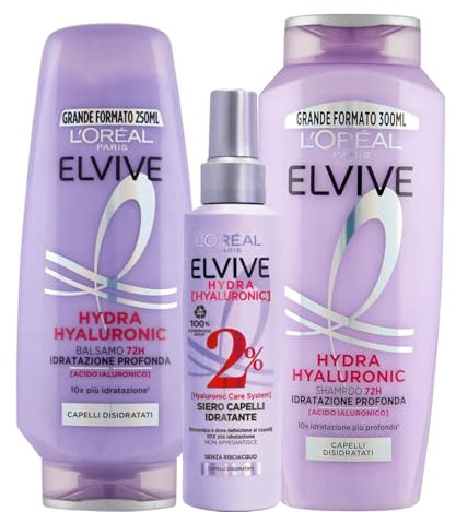 L'oreal Paris Elvive Haarpflege Shampoo und Spülung (Hydra Hyaluronic Serum + Shampoo + Conditioner)