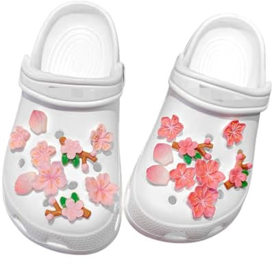 LEEQ 18 Pièces Décorations de Chaussures de Bricolage, Fleur de Pêcher Bijoux de Chaussures, Fleur Breloques de Chaussures, Charmes De Chaussure, Décorations De Fête Cadeaux D'Anniversaire