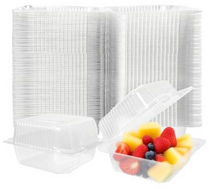 Hniuyun 100 Pack 4 Inch Clear Square Plastic Cake Slice Boxes with Lids, Stackable Dessert Containers for Cheesecake, Sandwiches, Bakery Treats