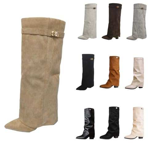 Stivali sopra il ginocchio da donna, stivaletti neri con punta a punta, tacco con plateau, stivali alti al ginocchio, invernali, caldi, alla moda, comodi, eleganti, medievali