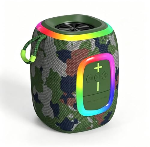 Altavoz Bluetooth Portátil con Sonido Estéreo, Luces LED RGB Dinámicas, Emparejamiento TWS, Ideal para Hogar, Baño, Fiesta, Exteriores y Playa