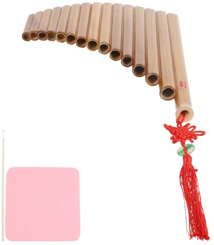 Veemoon Flûte de Pan Chinoise en Bambou 15 Tubes G, Marron Gravure Aléatoire, Instrument de Musique Éducatif Portable pour Débutants, Nettoyage Inclus Couleur Aléatoire Style Aléatoire