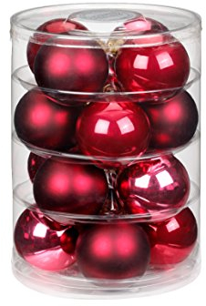 Inge-glas 15227D004MO Glaskugel, 75 mm, 16 Stück/Dose, True Love-Mix, (Orchidee Glanz,rumbarot matt,Karminrot Opal)