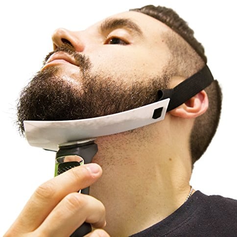 Aberlite Beard Shaping Tool - FlexShaper Neckline Shaper - Hands-Free & Flexible - The Ultimate Neckline Beard Shaping Template (White) - Beard Trimmer Guide - Lineup Stencil Kit