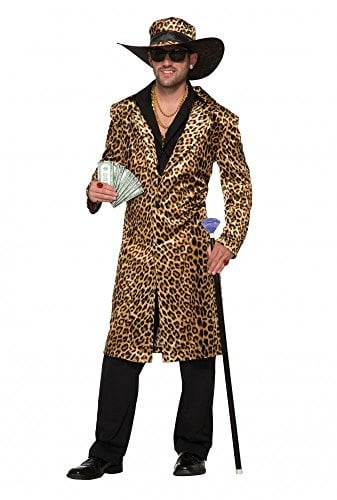 shoperama Funky Leopard Pimp Herren-Kostüm Gr. L Mantel und Hut Fell Lude Zuhälter Pelzmantel Stenz Assi Proll