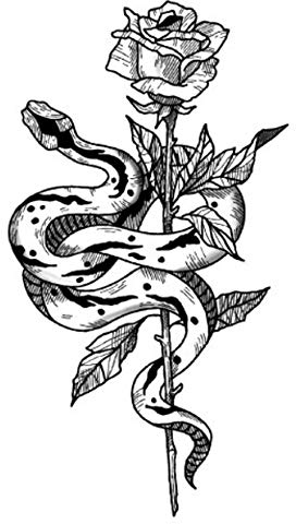 EROSPA® Tattoo-Bogen temporär/Sticker - Schlange Rose - Wasserfest
