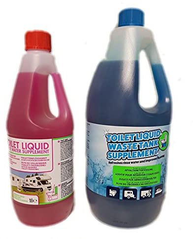 VE-INDUSTRIES Duo Toilet Liquid | Sanitärflüssigkeit für Campingtoilette:1L Frischwasser-Zusatz + 2L Abwasser-Zusatz (Konzentrat) | zum Spülen für den Camping Frischwasser-Tank + Abwasser-Tank