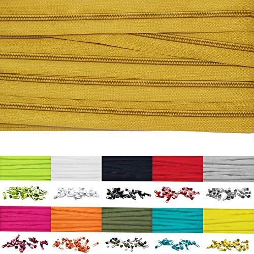 5m Endlosreißverschluss 5mm mit 10 zipper reißverschluss endlos Gold