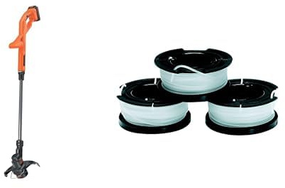 BLACK+DECKER Coupe-Bordures sans Fil 18V, Coupe-Bordures Electrique 25 cm avec Batterie 1,5Ah & Lot de 3 Bobines de Rechange, Bobine Reflex Plus A Déroulement Automatique, 3 x 10 m de Fil en Nylon