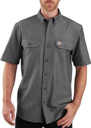 Carhartt Men's Loose Fit Midweight Chambray Short-Sleeve Shirt, Black Chambray, XL