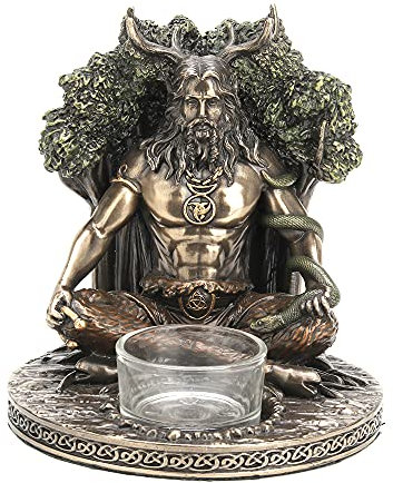 Veronese Design Teelichthalter, Keltischer Gott, Cernunnos, kaltgegossenes Bronzeharz, Skulptur, Wicca, Heimdekoration, Sammlerstücke