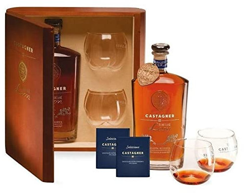 CASTAGNER FUORICLASSE LEON GRAPPA AMARONE RISERVA CONFEZIONE REGALO CON BICCHIERI E CIOCCOLATO