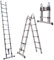 3.8M /1.9M+ 1.9M Multipurpose Telescopic Folding Ladder - Stainless Steel Telescoping Extension Ladder, Max Load 150kg/330lb, for Decorating, Painting