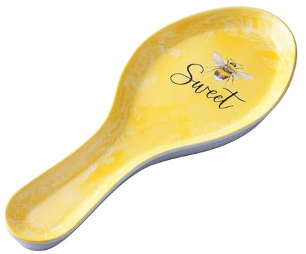 UPware Sweet Bee Melamine Spoon Rest, Cooking Spoon Holder for Stove Top, Kitchen Counter, and Dining Table, 9.625 Inch, Yellow