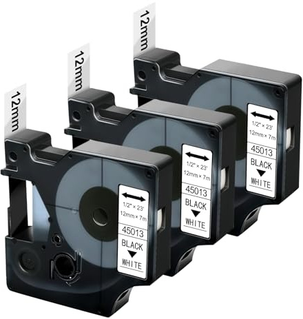 D1 Etikettenband für Dymo Labelmanager 160 Kompatibel mit Dymo Labelmanager 280 für Dymo D1 12mm Schwarz auf Weiß Schriftbänder 45013 12mm x 7m für 210D 360D 420P 500TS 450Duo Labelpoint (S0720530)