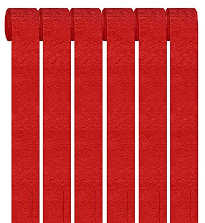 GAKA FAVOR Papel crepé Rojo de 4,5 cm x 25 m,6 Rollos de Papel serpentinas Rojo de Fondo para Colgar Fiesta Streamer Decoraciones para Fiestas de cumpleaños, Bodas y Festivales