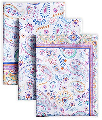 Maison d' Hermine Küchentuch, weich, 100% Baumwolle, 3er-Set, 50 cm x 70 cm, super saugfähiges Barttuch, Mehrzweck-Oster-Geschirrtuch für Esszimmer, Buffet-Party und Camping, indisches Blumenmuster