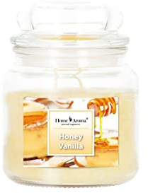 6er Pack - Home Aroma Duftkerze im Glas 200g - Honig Vanille - 8x11,5cm, Brenndauer ca. 25 Stunden