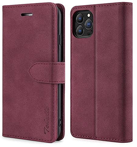 TOHULLE Case for iPhone 11 Pro Max, Premium PU Leather Wallet Case with Card Holder Kickstand Magnetic Closure Shockproof Flip Folio Case Cover for iPhone 11 Pro Max (6.5 Inch) - Red