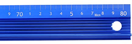sourcing map Metall-Lineal mit erhöhtem Griff, 80 cm, metrisches Lineal, Aluminiumlegierung, rutschfest, schützendes Lineal, gerades Schneidelineal, Messen, Blau