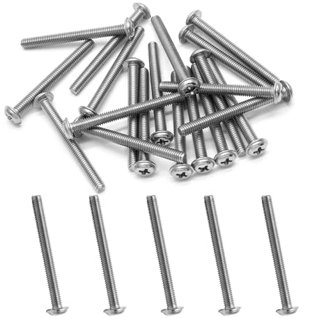 Cjueiom 20 Pack M4 Door Knob Screws, 50mm Handle Screws 304 Stainless Steel Machine Bolts, Pan Washer Head Phillips for Kitchen Bedroom Drawer Cupboard Closet Pulls Handles
