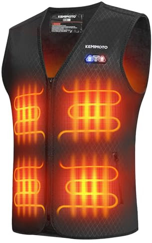 KEMIMOTO Electric Heated Vest, Heated Gilet for Men, with 8 Heating Zones, USB Rechargeable Heated Waistcoat Body Warmer, Heated Jacket for Sking, Hiking, Hunting, Outdoor Camping(without Battery)