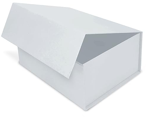 Verpackungswelt Geschenk-Box mit Deckel | 45 x 35 x 20 cm | Geschenk-Karton mit Magnet-Verschluss | Perfekt für Geburtstag, Hochzeit, Weihnachten, Geburt | Geschenk-Verpackung in Weiß